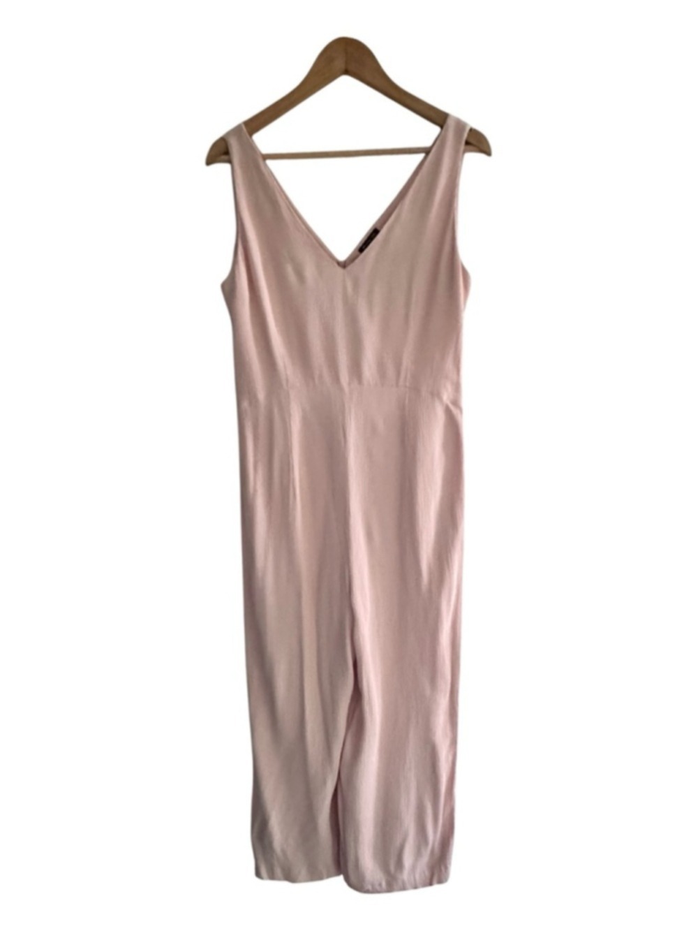 minimalist blush pink wide leg jumpsuit massimo dutti